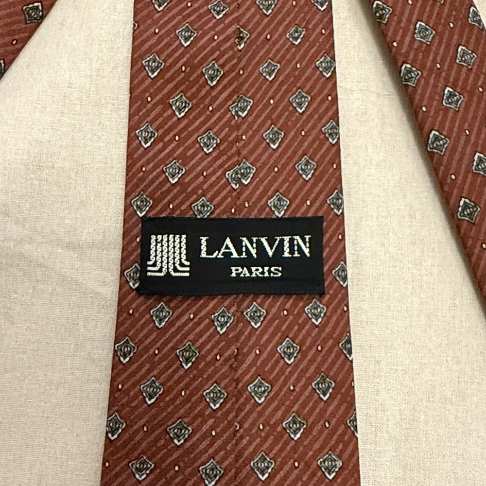 Lanvin Rust Geometric Pattern Tie - Picture 3 of 5